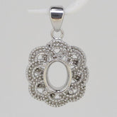 Sterling Silver Semi Mount Pendant Setting Oval OV 9x7mm White Topaz L528P528W - D - Syzjewelry